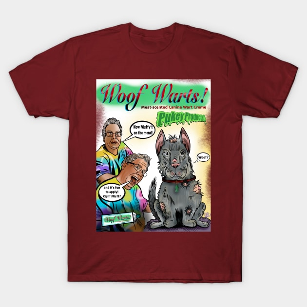 Pukey products 46 “Woof Warts” T-Shirt by Popoffthepage